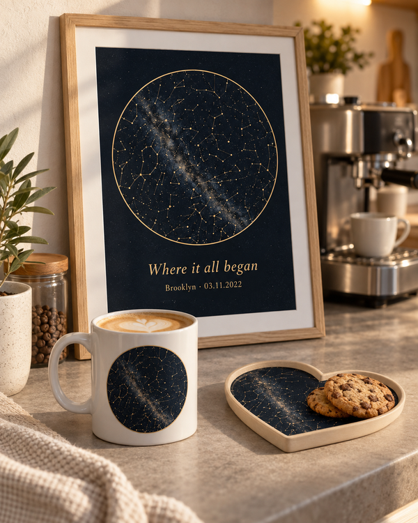 Coffee Corner Set — Personalized Poster + Mug + Ceramic Tray